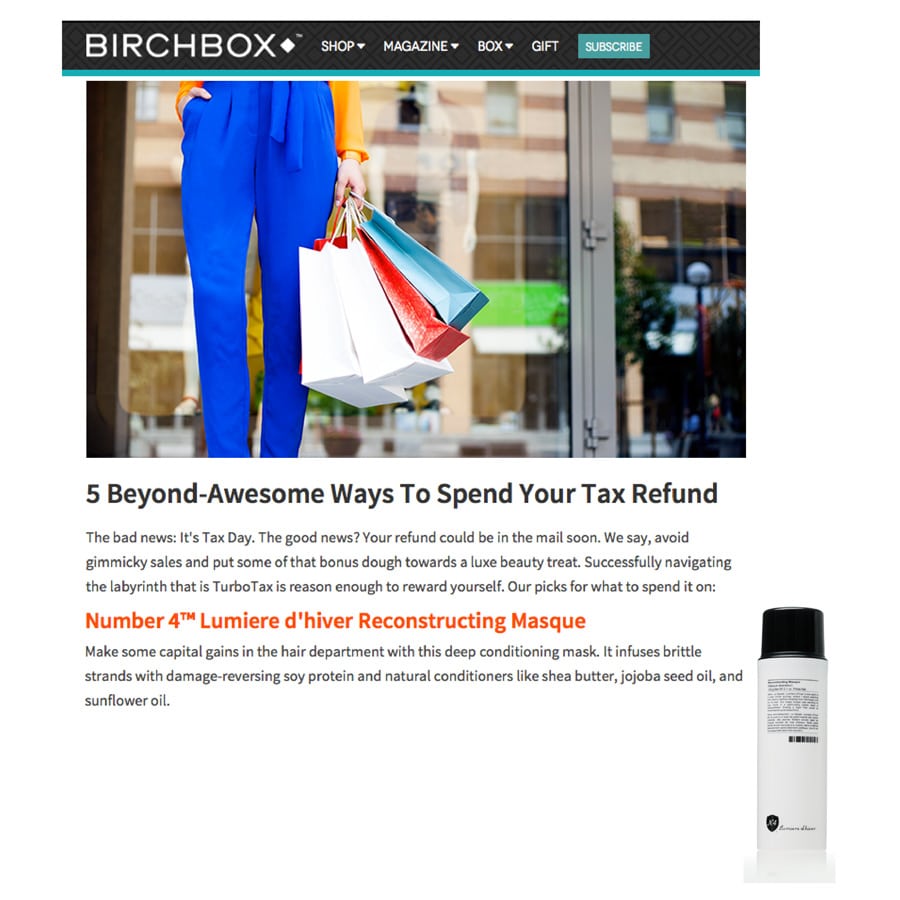 Birchbox Tax Refund - Number 4 Hair Care