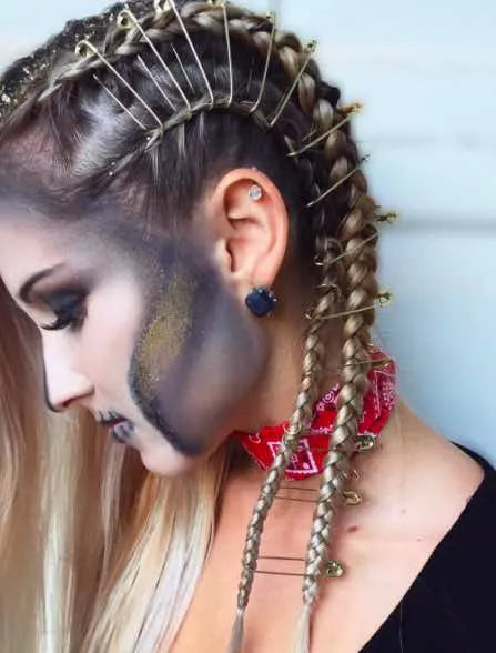 Halloween Hair, Safety Pin Braids|Faux Hawk, Halloween Hair||Hair Bow, Halloween Hair