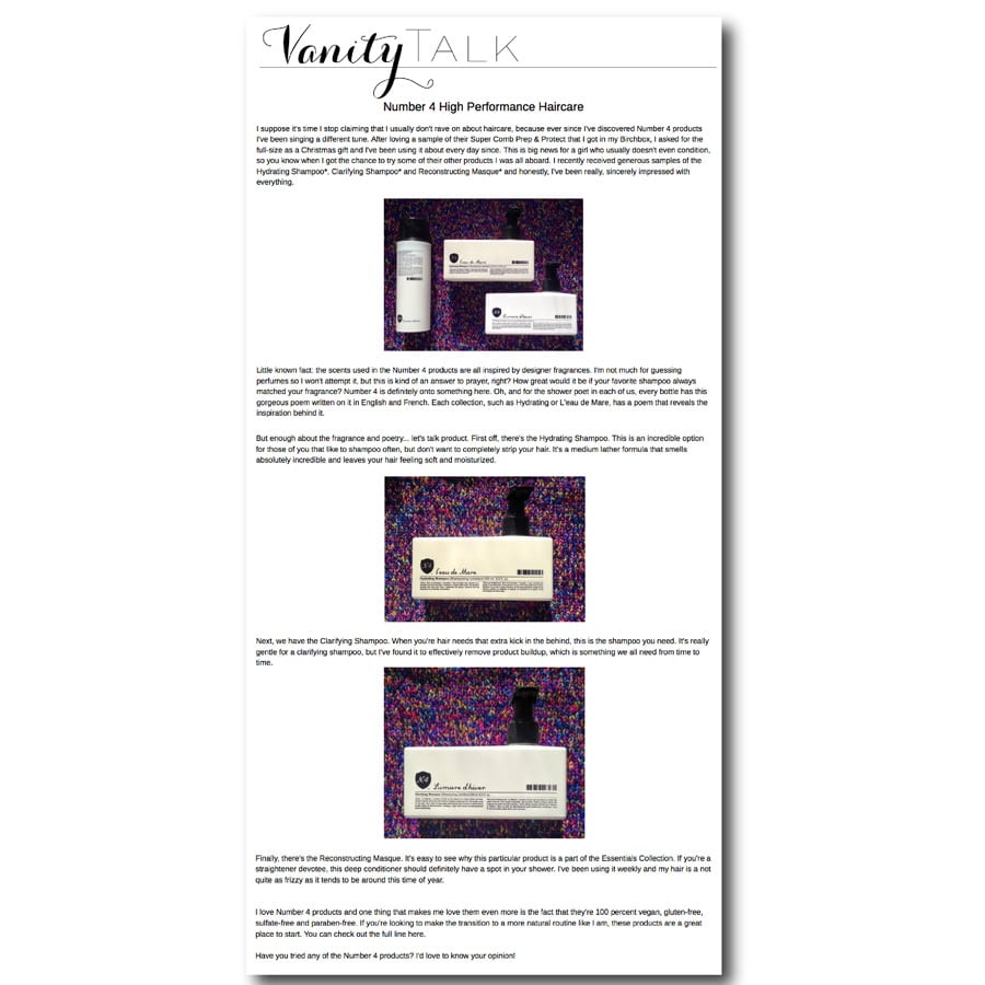 Vanity Talk - Number 4 Hair Care